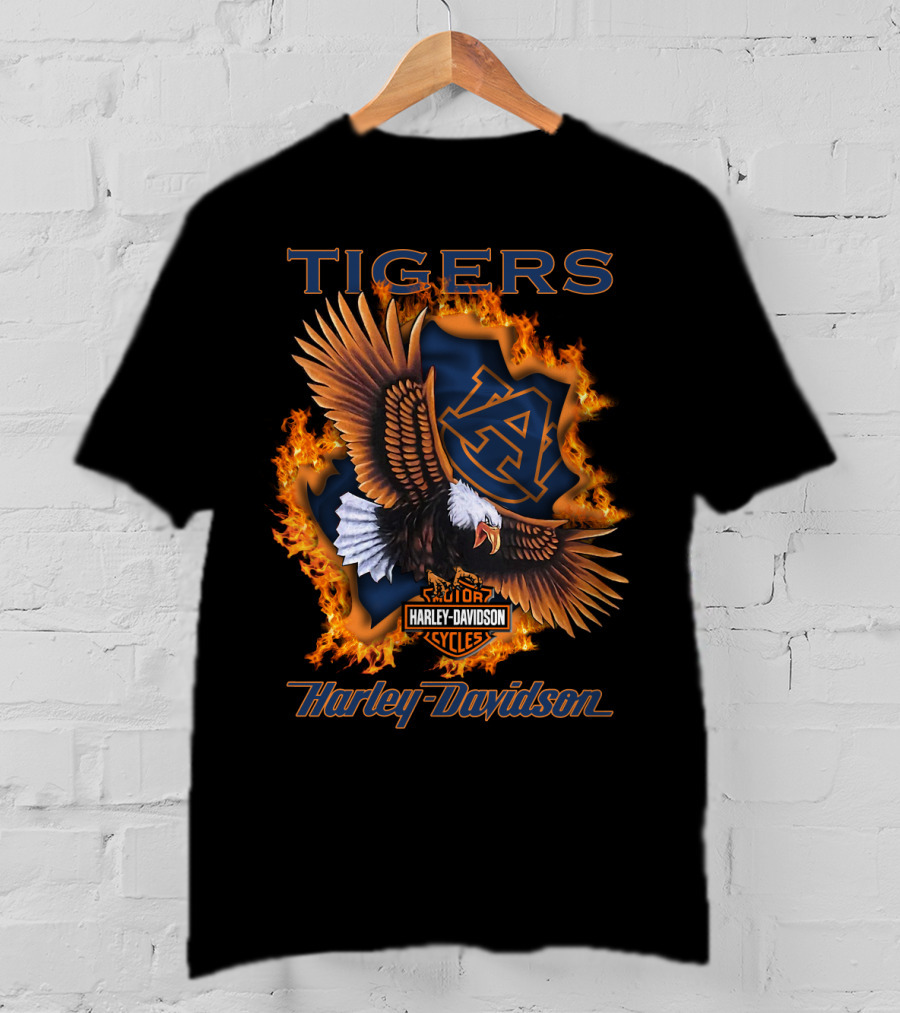 Harley Davidson Auburn Tigers Ncaa Eagle Fire Symbol T-Shirt