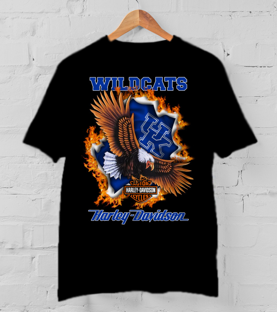 Kentucky Wildcats Harley Davidson Ncaa Eagle Flame T-Shirt