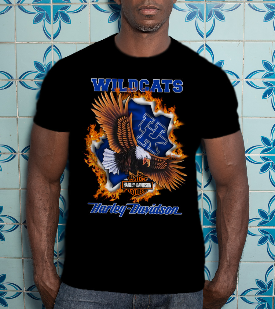 Kentucky Wildcats Harley Davidson Ncaa Eagle Flame T-Shirt
