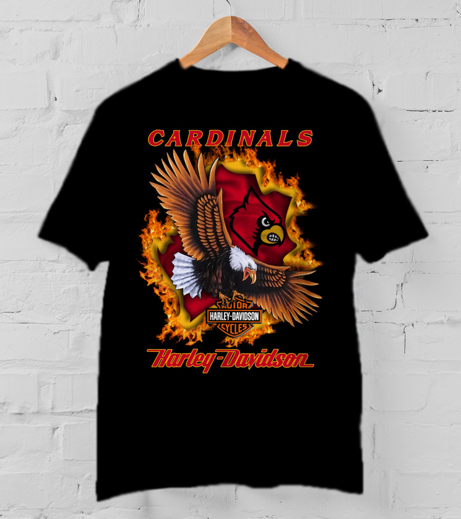 Cardinals Harley Davidson Cycles Eagle Flame T-Shirt