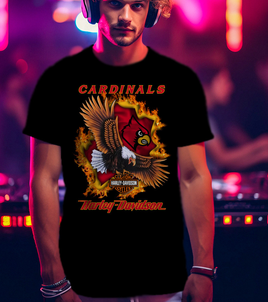 Cardinals Harley Davidson Cycles Eagle Flame T-Shirt