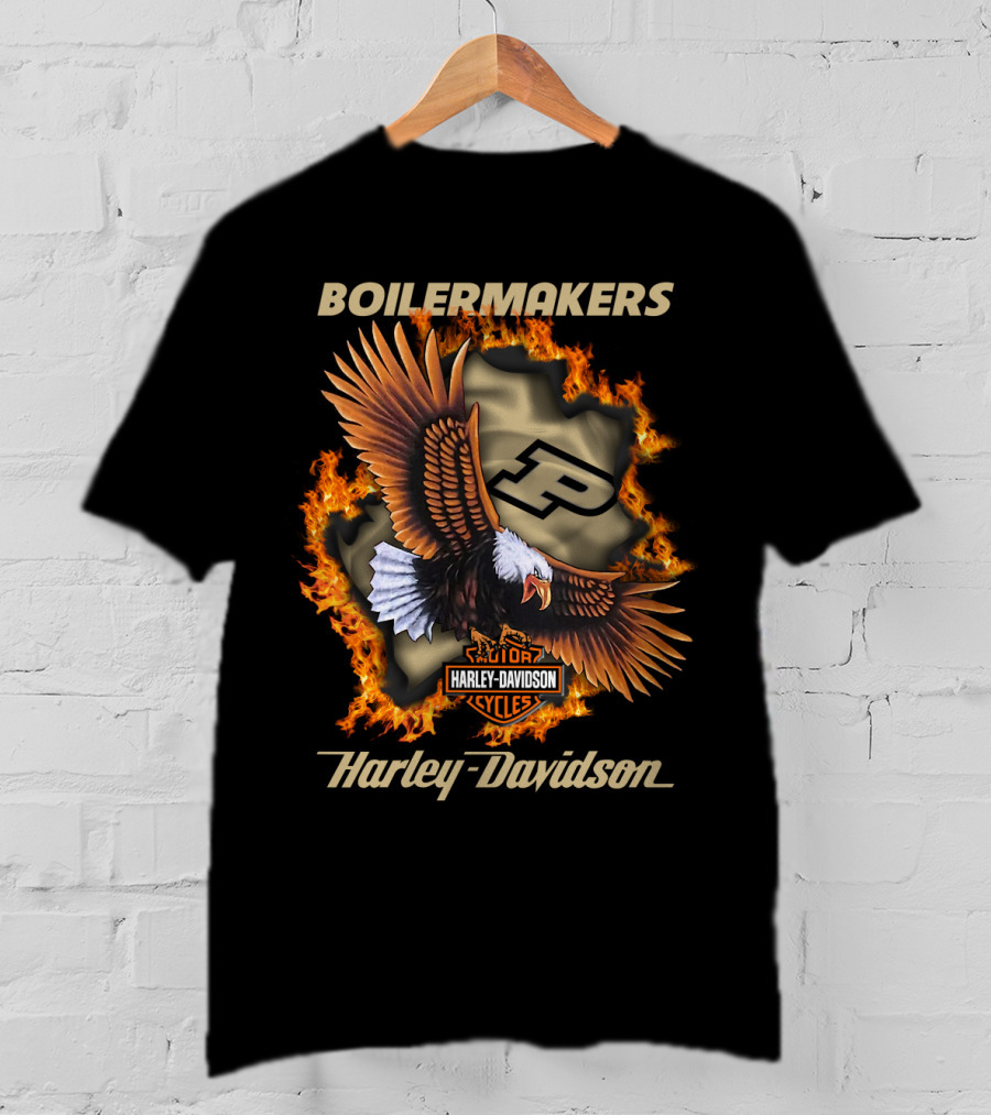 Boilermakers Harley Davidson Purdue Eagle And Flame T-Shirt