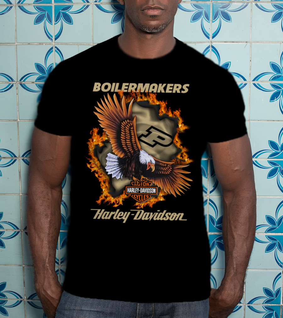 Boilermakers Harley Davidson Purdue Eagle And Flame T-Shirt
