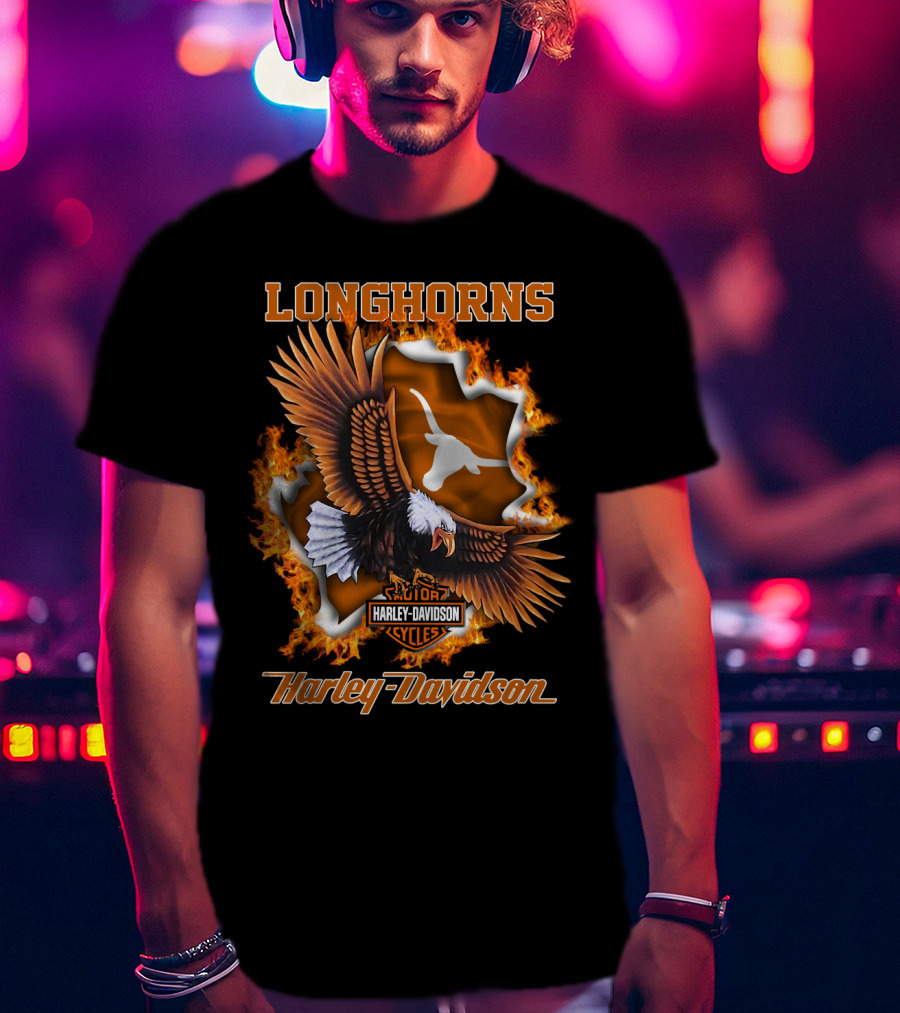 Longhorns Harley Davidson Ncaa Texas Longhorns Eagle T-Shirt