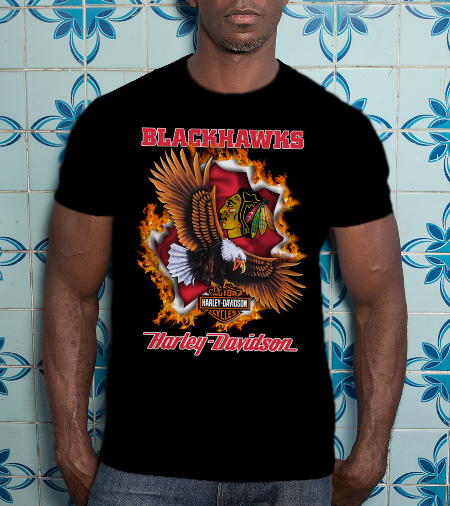 Blackhawks Harley Davidson Cycles Eagle T-Shirt