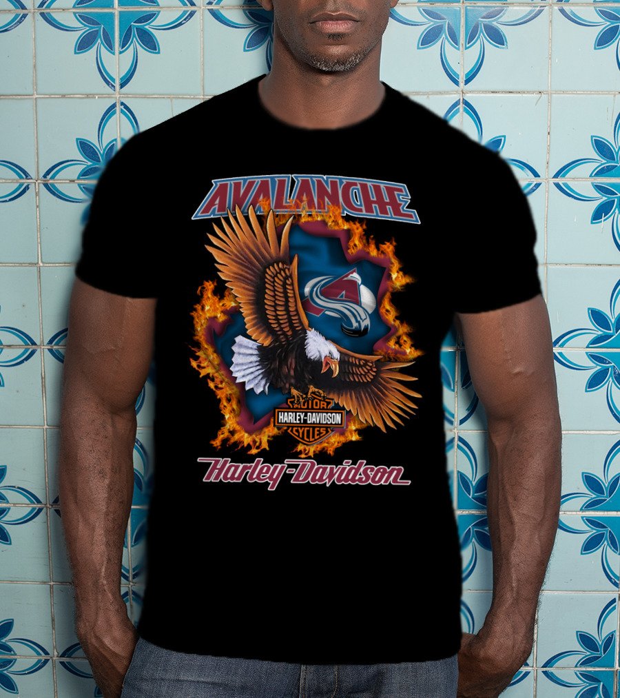 Avalanche Colorado Harley Davidson Nhl Eagle Flames T-Shirt
