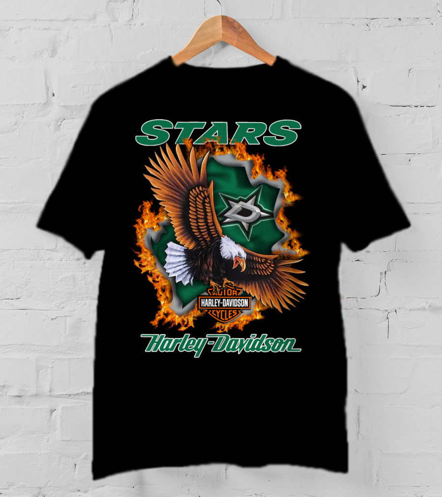 Hd.nhl.1204 Dallas Stars Harley Davidson Cycles Stars T-Shirt