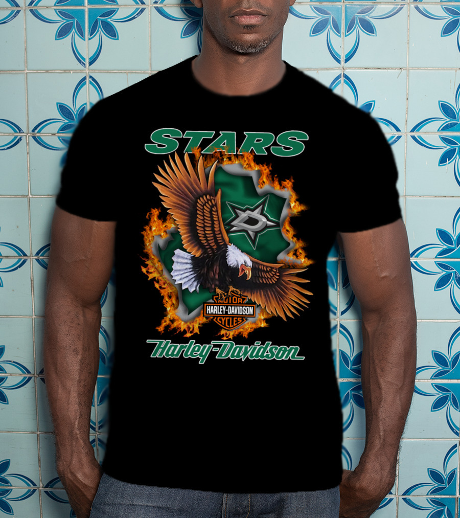Hd.nhl.1204 Dallas Stars Harley Davidson Cycles Stars T-Shirt
