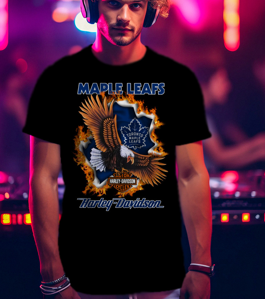 Maple Leafs Toronto Maple Leafs Harley Davidson Cycles T-Shirt
