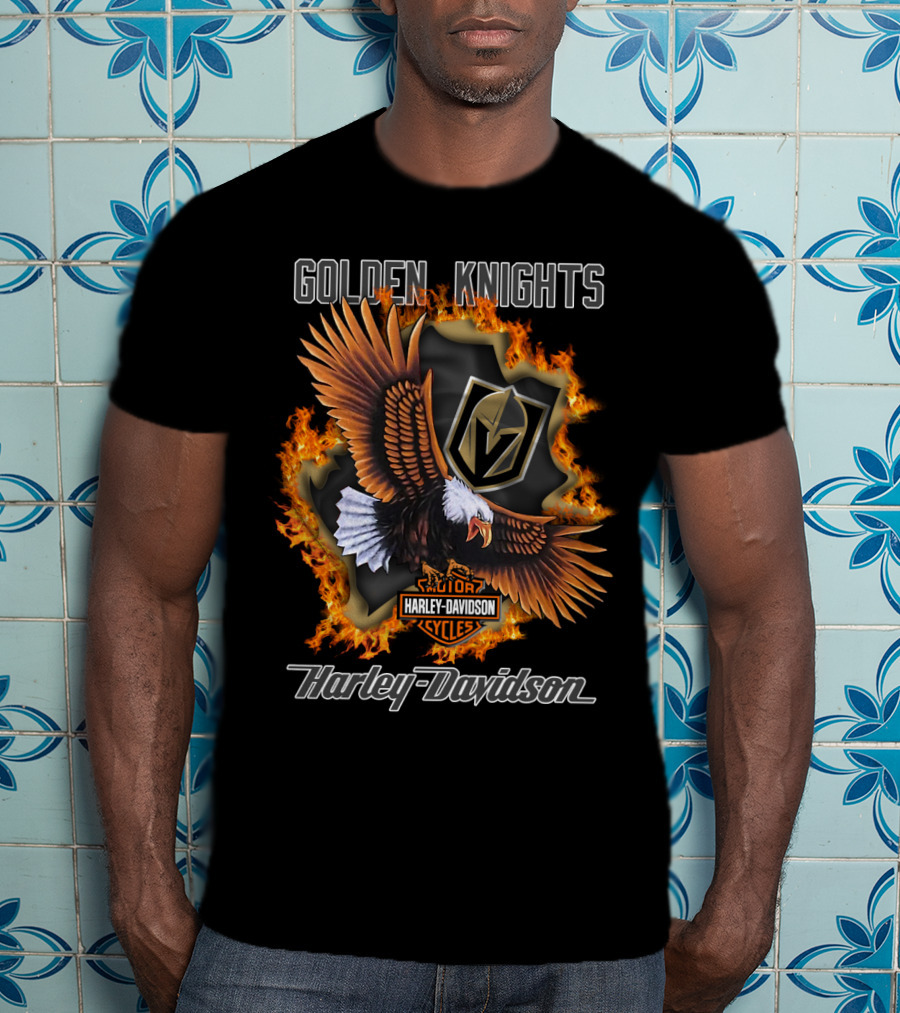 Golden Knights Harley Davidson Eagle Flames Nhl Vegas T-Shirt