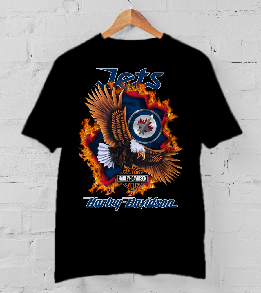 Jets Harley Davidson Winnipeg Nhl Flames Eagle T-Shirt