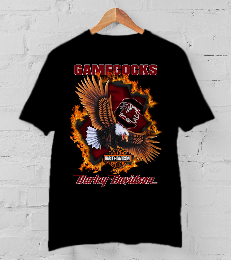 South Carolina Gamecocks Harley Davidson Cycles Ncaa 04.08 Eagle Flame T-Shirt