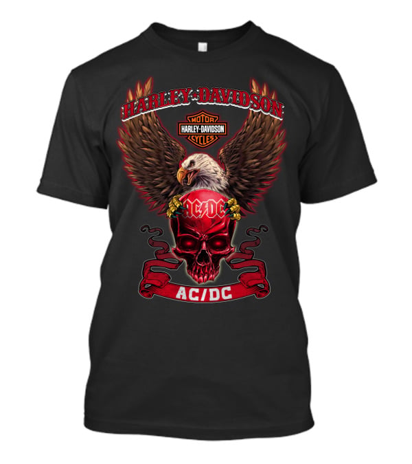 Harley Davidson Ac/Dc Motorcycles Eagle And Skull T-Shirt