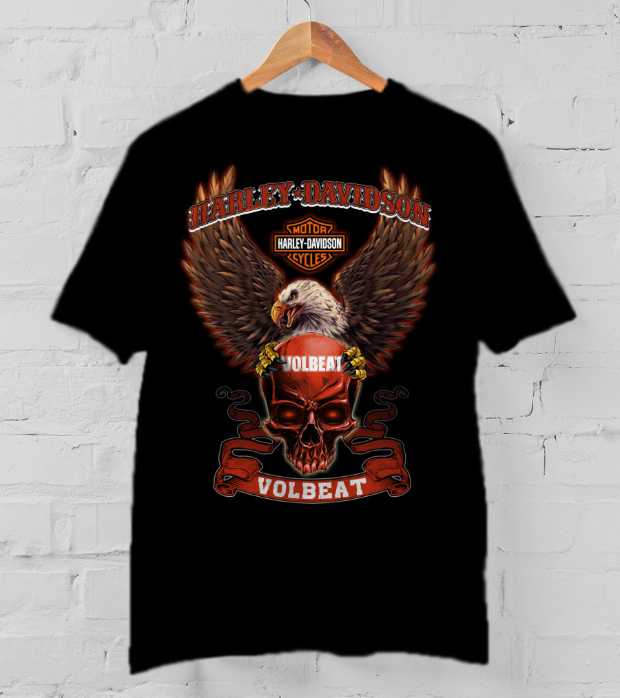 Harley Davidson Motor Cycles Volbeat Eagle Skull T-Shirt