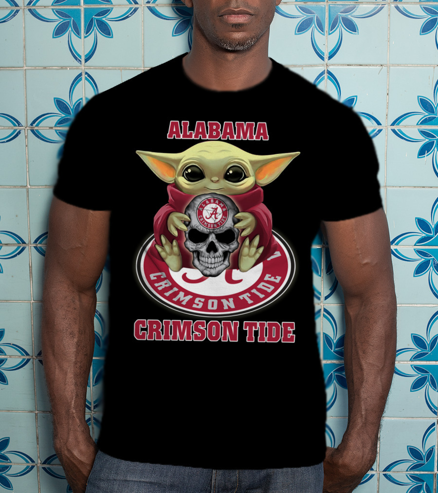 Alabama Crimson Tide Yd1404 Baby Alien Holding Skull T-Shirt
