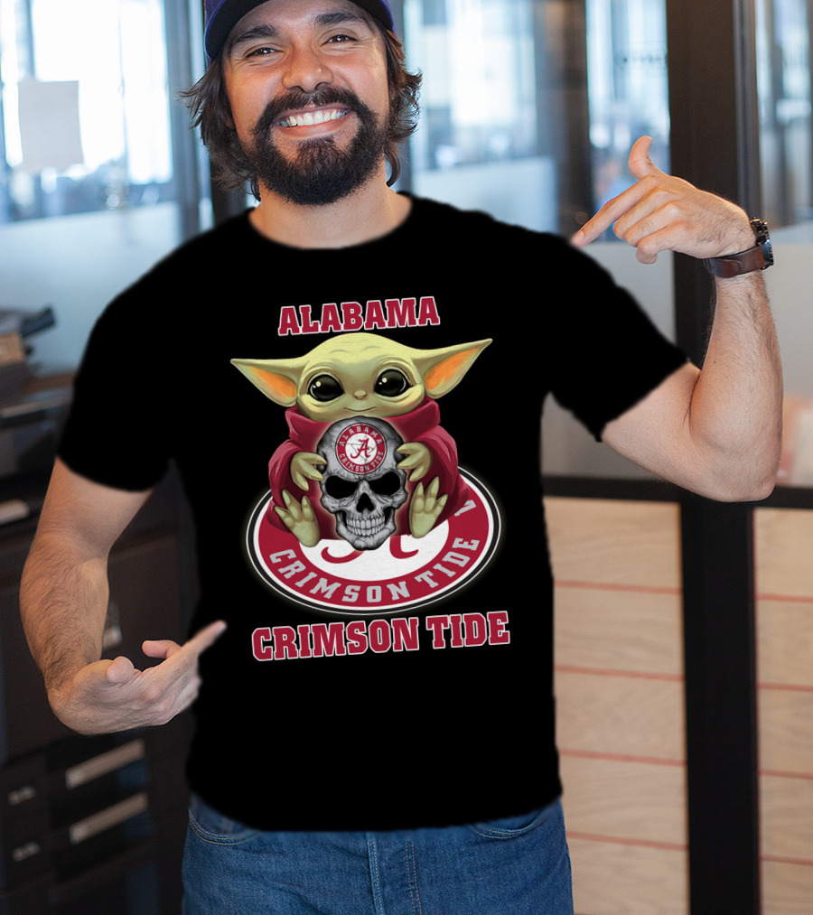 Alabama Crimson Tide Yd1404 Baby Alien Holding Skull T-Shirt