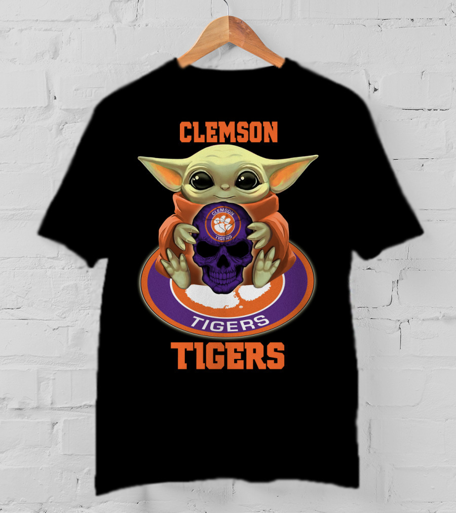 Clemson Tigers Yd1404 Baby Alien Holding Skull T-Shirt