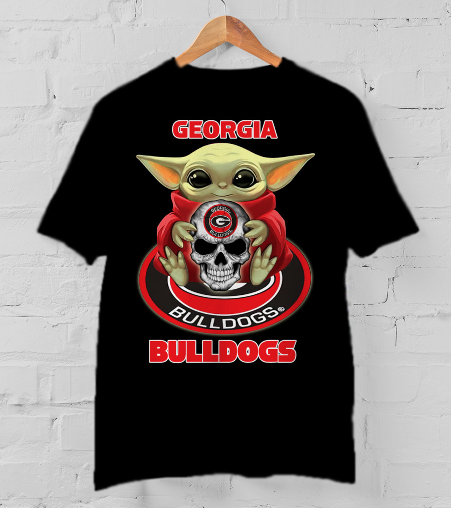 Georgia Bulldogs Baby Alien Holding Skull T-Shirt