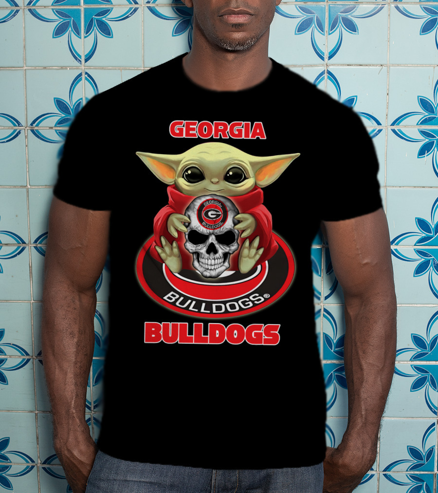 Georgia Bulldogs Baby Alien Holding Skull T-Shirt