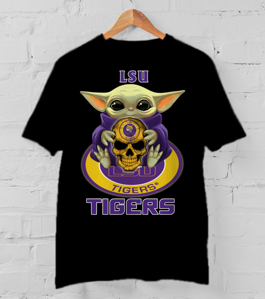 Lsu Tigers Baby Yoda Skull T-Shirt
