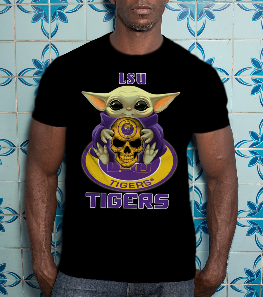 Lsu Tigers Baby Yoda Skull T-Shirt