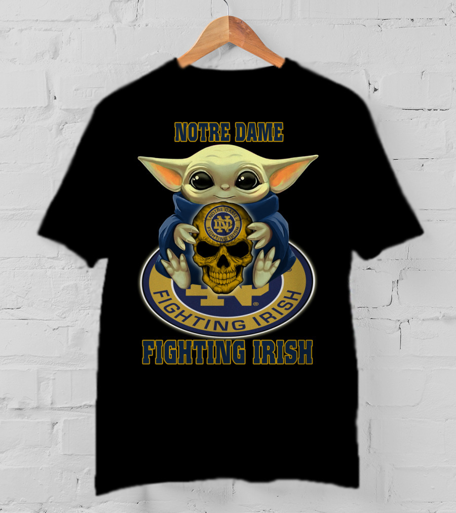 Notre Dame Fighting Irish Baby Creature Holding Fighting Irish Skull T-Shirt