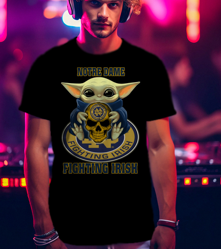 Notre Dame Fighting Irish Baby Creature Holding Fighting Irish Skull T-Shirt