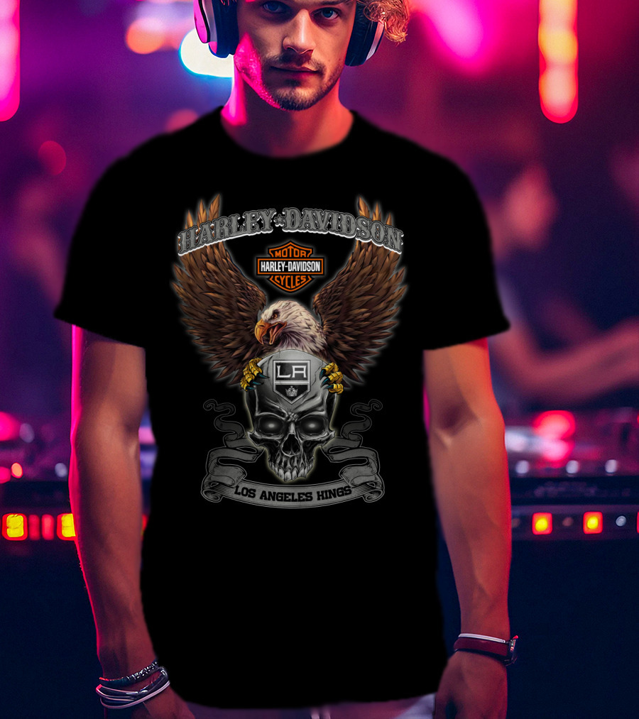 Harley Davidson Los Angeles Kings Eagle Skull T-Shirt