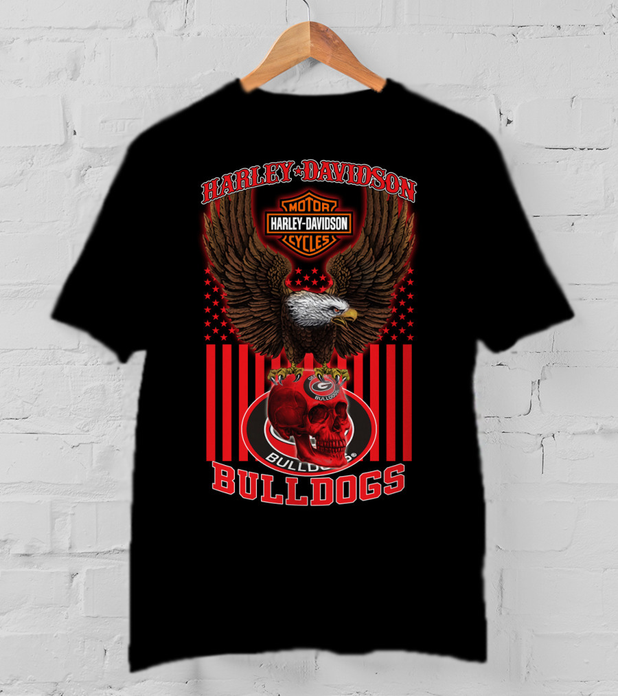 Harley Davidson Motor Cycles Bulldogs Georgia T-Shirt