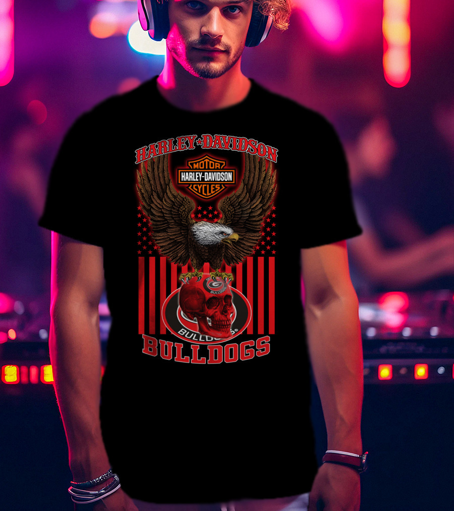 Harley Davidson Motor Cycles Bulldogs Georgia T-Shirt