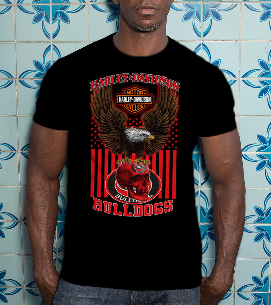 Harley Davidson Motor Cycles Bulldogs Georgia T-Shirt