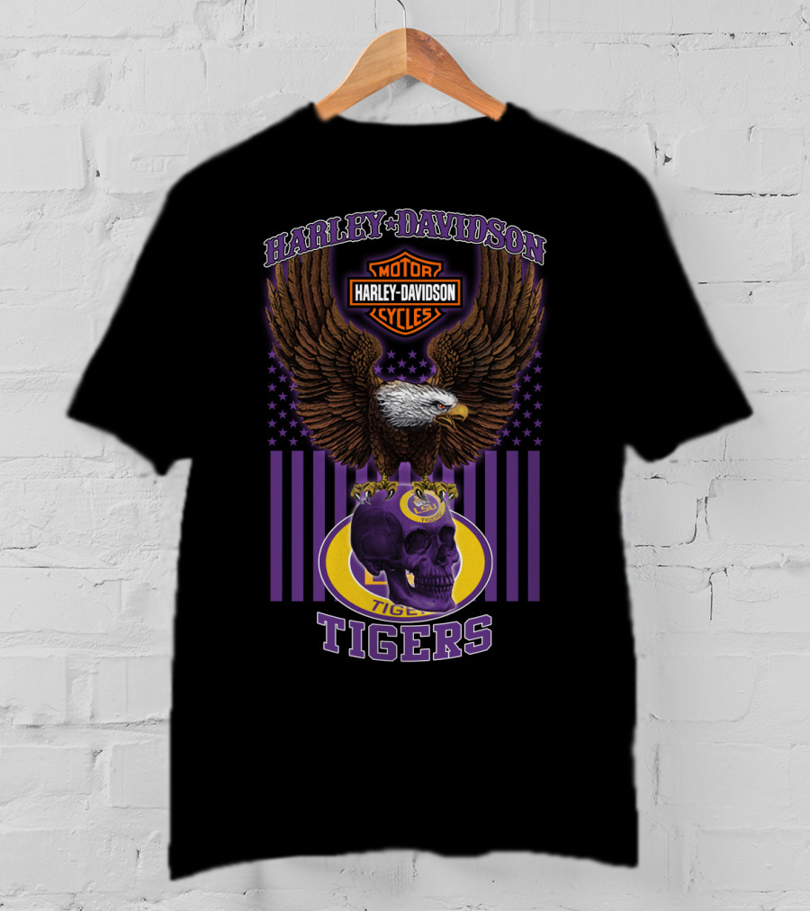 Harley Davidson Motor Cycles Eagle Lsu Tigers T-Shirt