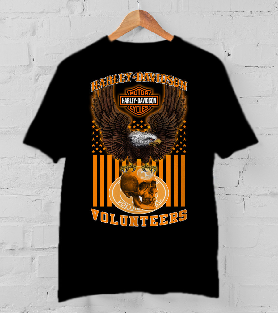 Harley Davidson Motor Cycles Eagle Skull Tennessee Volunteers T-Shirt