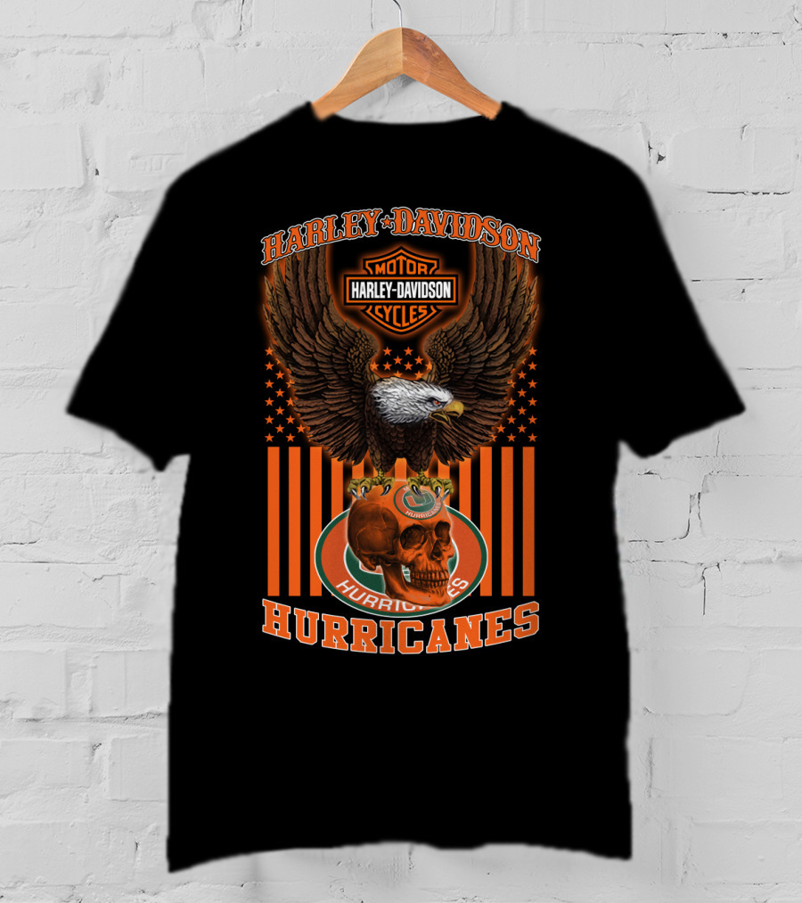 Harley Davidson Motor Cycles Eagle Miami Hurricanes T-Shirt