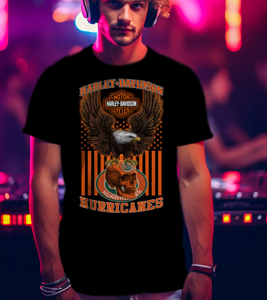 Harley Davidson Motor Cycles Eagle Miami Hurricanes T-Shirt