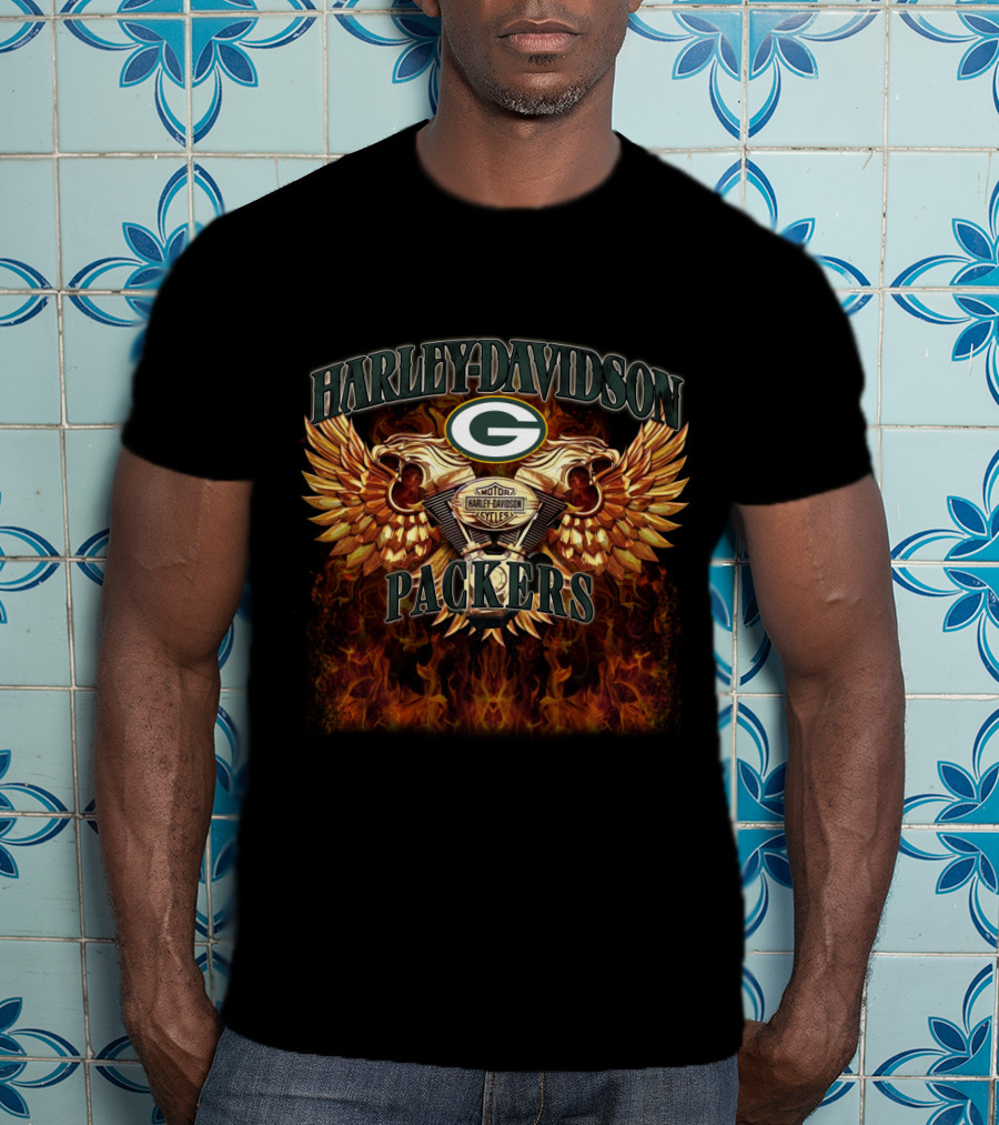 Harley Davidson Green Bay Packers Motor Styles T-Shirt