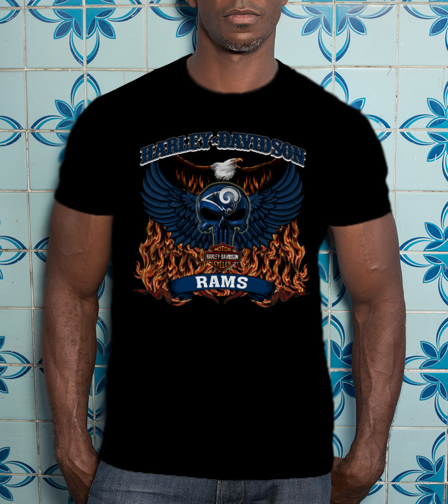 Harley Davidson Los Angeles Rams Nfl Motorcycles T-Shirt