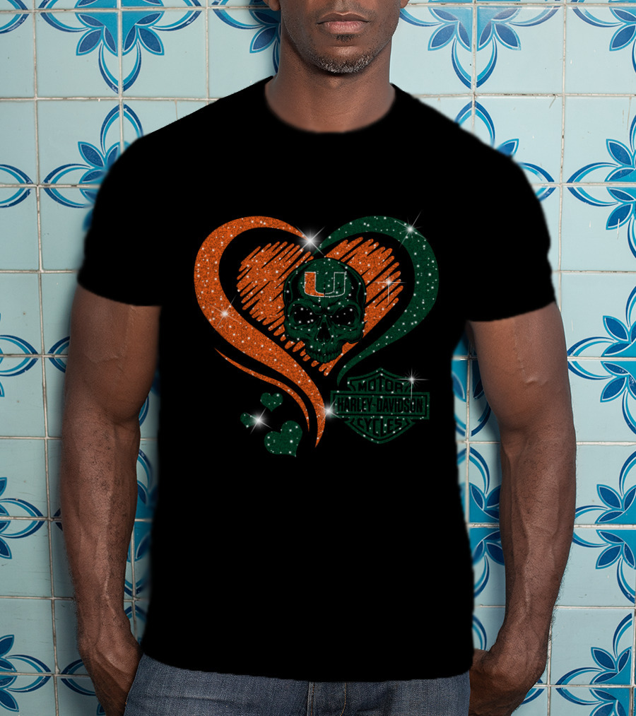 Ncaa Miami Hurricanes Heart Skull T-Shirt