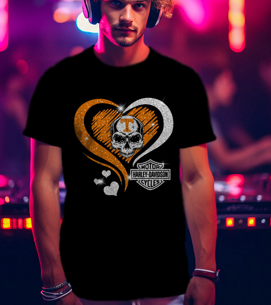 Tennessee Volunteers Skull Heart Harley Davidson T-Shirt