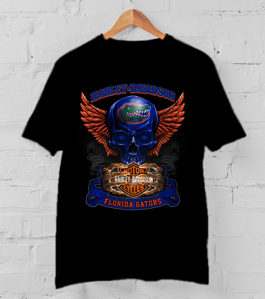 Harley Davidson Motor Florida Gators Winged Skull T-Shirt