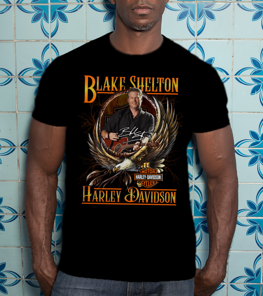 Blake Shelton Harley Davidson Motor Cycles T-Shirt