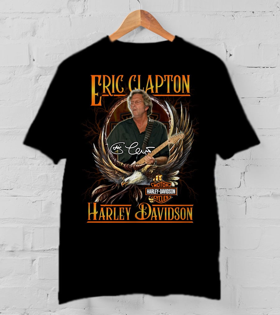 Eric Clapton Harley Davidson Motor Cycles Signature Eagle T-Shirt