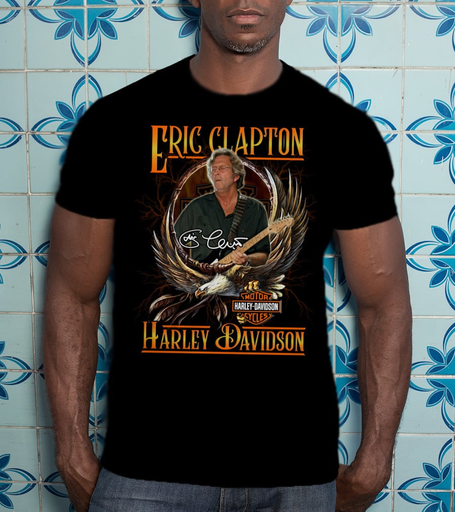 Eric Clapton Harley Davidson Motor Cycles Signature Eagle T-Shirt