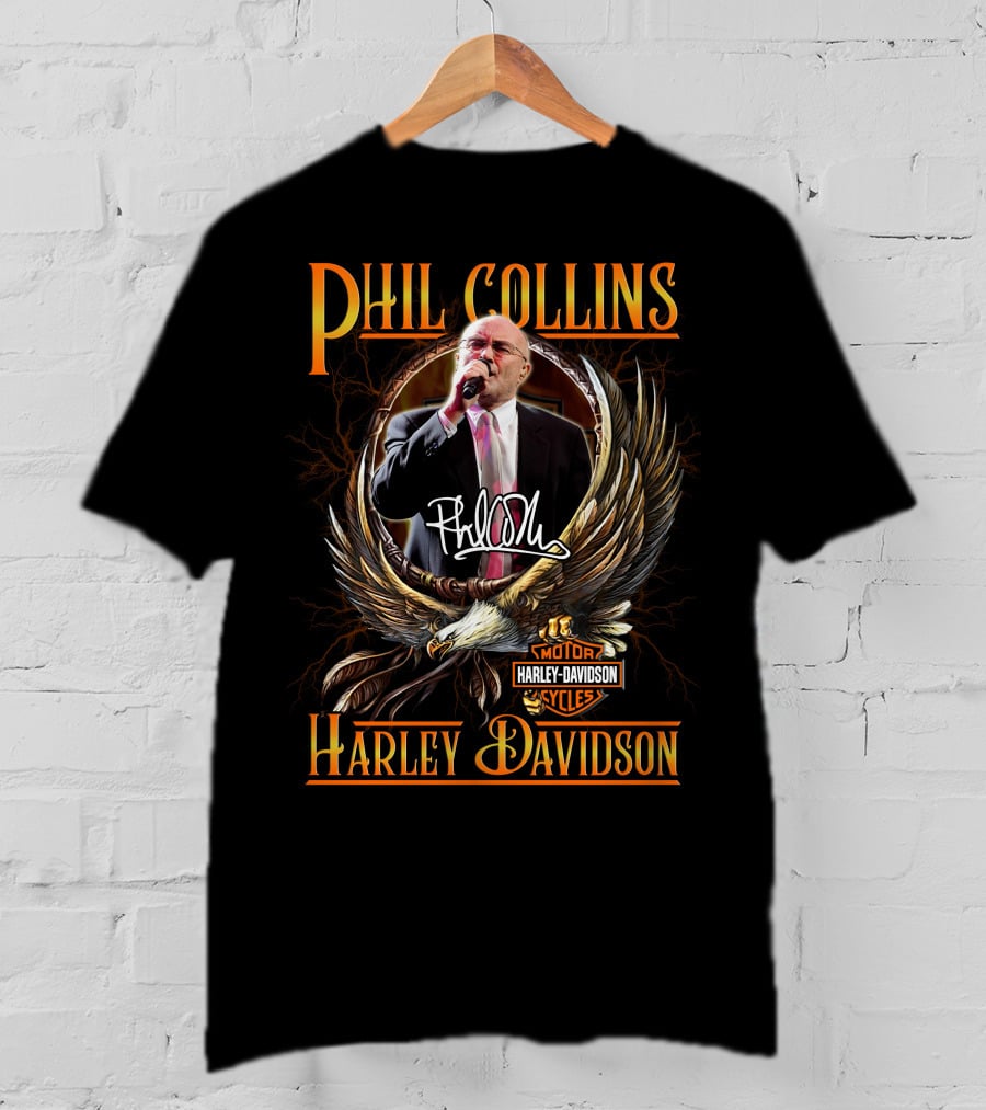 Phil Collins Harley Davidson Motor Cycles Eagle T-Shirt