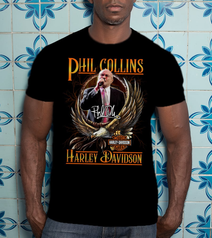Phil Collins Harley Davidson Motor Cycles Eagle T-Shirt
