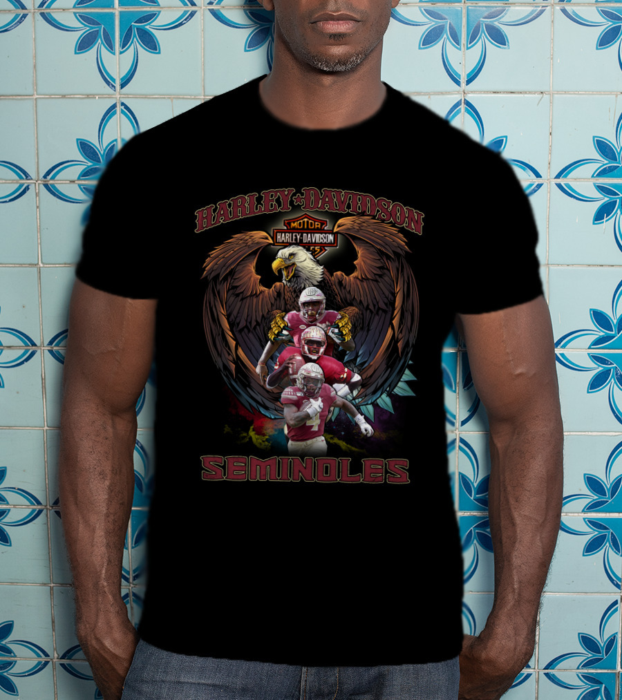 Harley Davidson Seminoles Florida State Football Players Bald Eagle T-Shirt