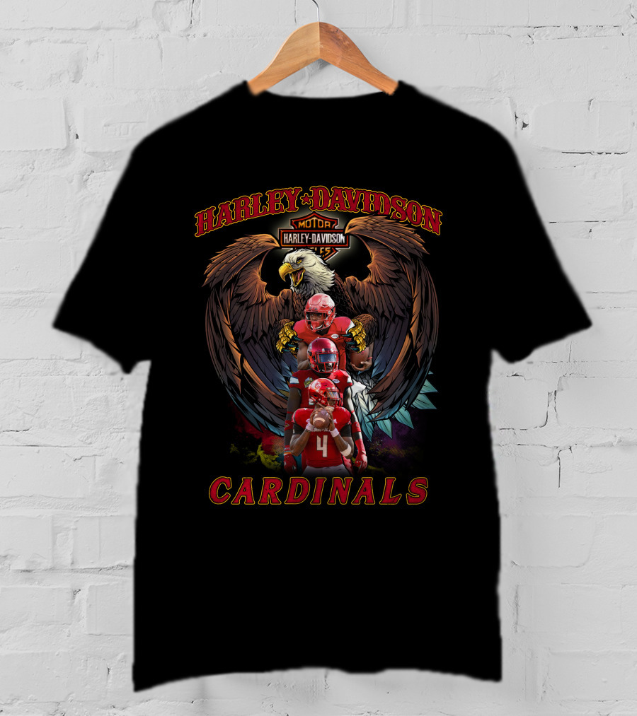 Harley Davidson Motor Louisville Cardinals Football Eagle T-Shirt