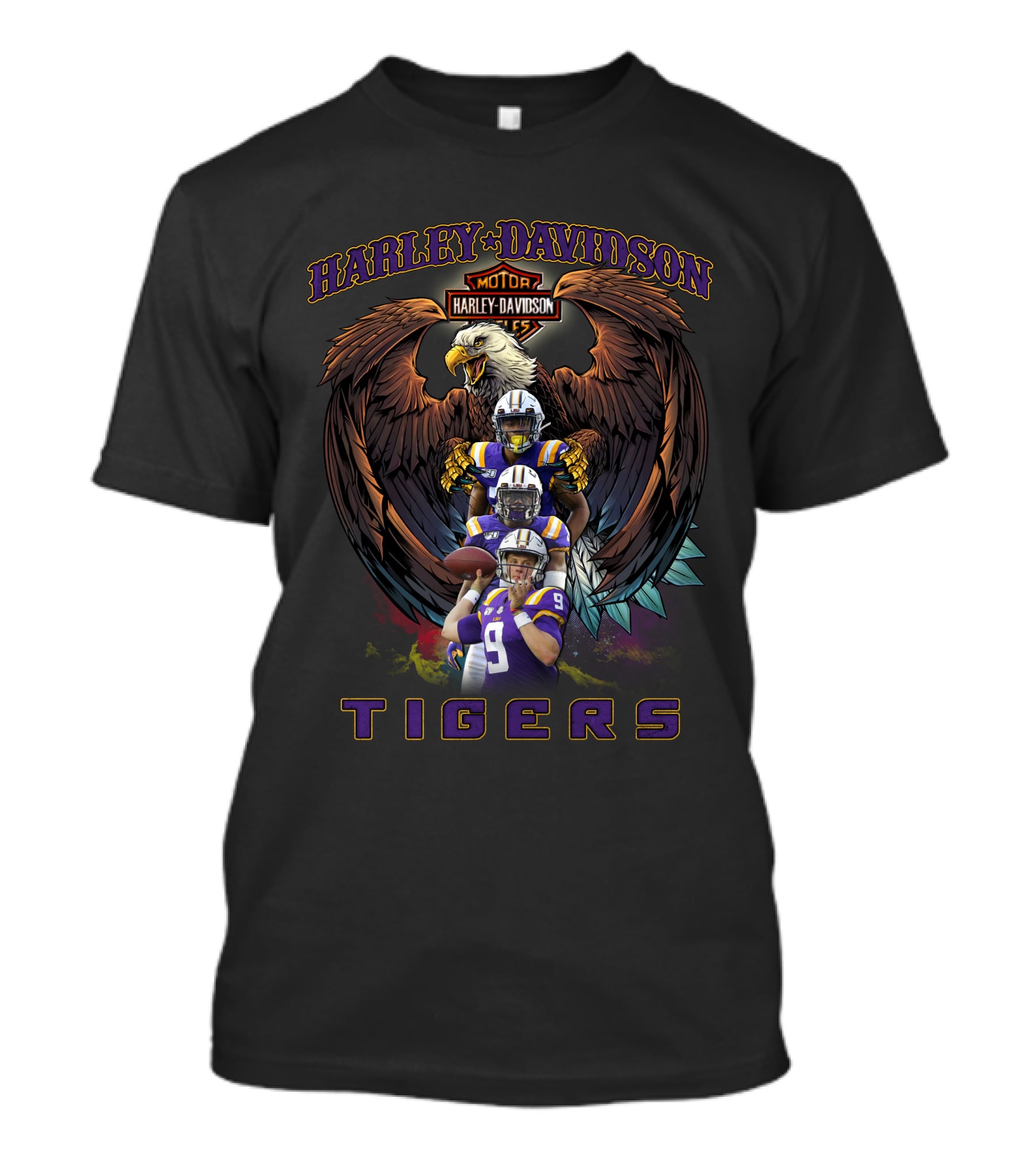 Harley Davidson Lsu Tigers Football Eagle T-Shirt