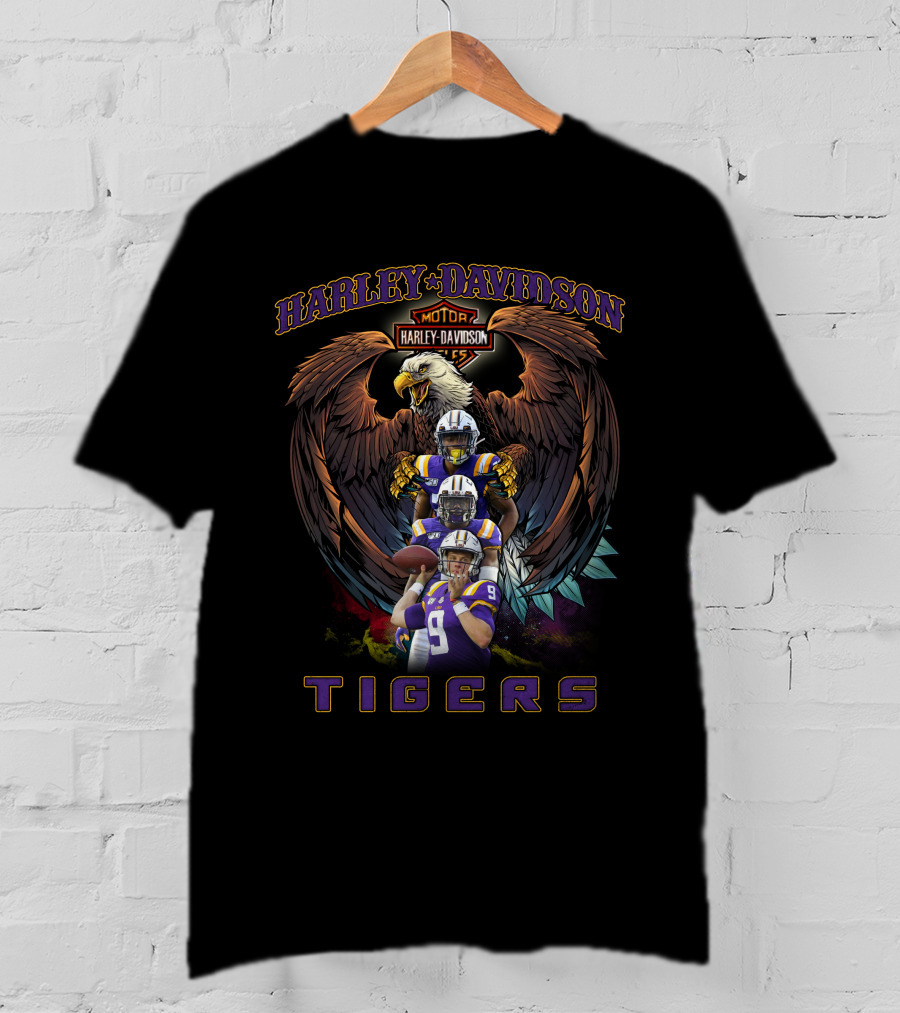 Harley Davidson Lsu Tigers Football Eagle T-Shirt