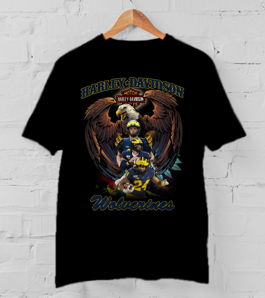 Harley Davidson Michigan Wolverines Football Team With Eagle T-Shirt